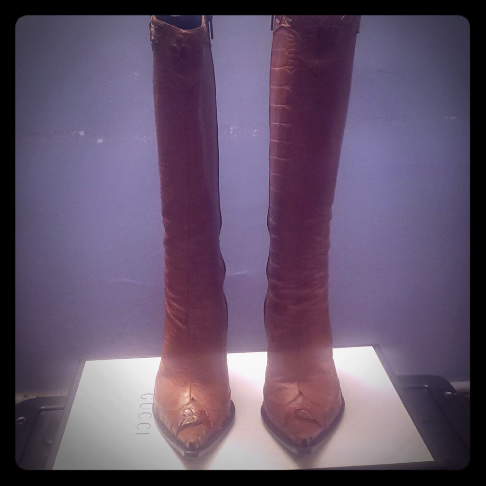 Camel leather cowboy boots